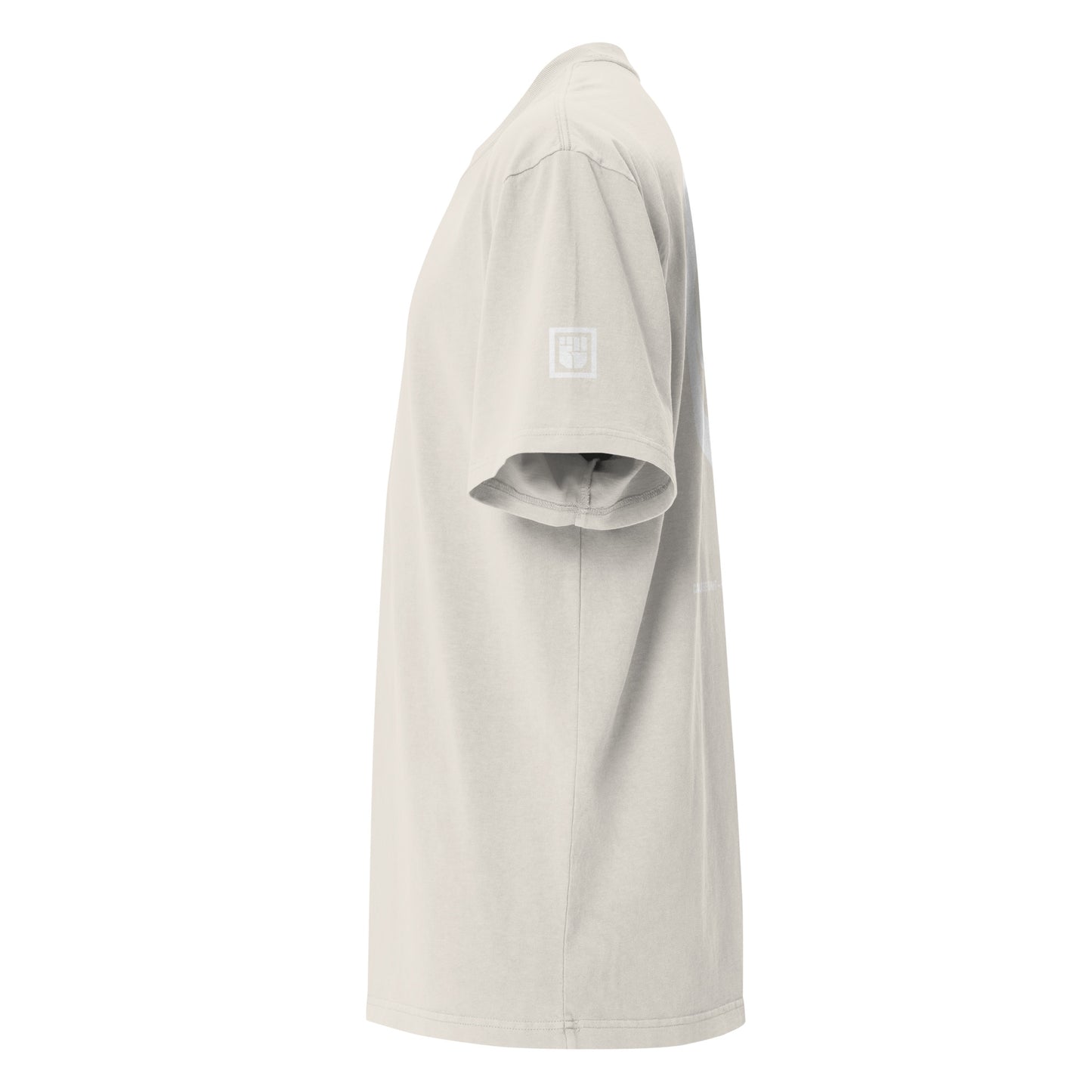 Faded Bone t-shirt with white logo garment on a white background