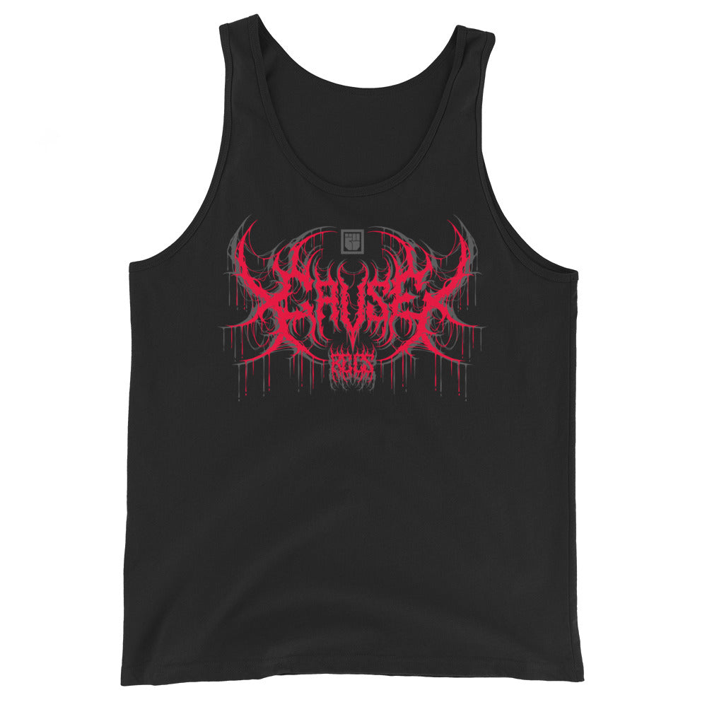CAUSE Drip Tank Red Print black tank top front view