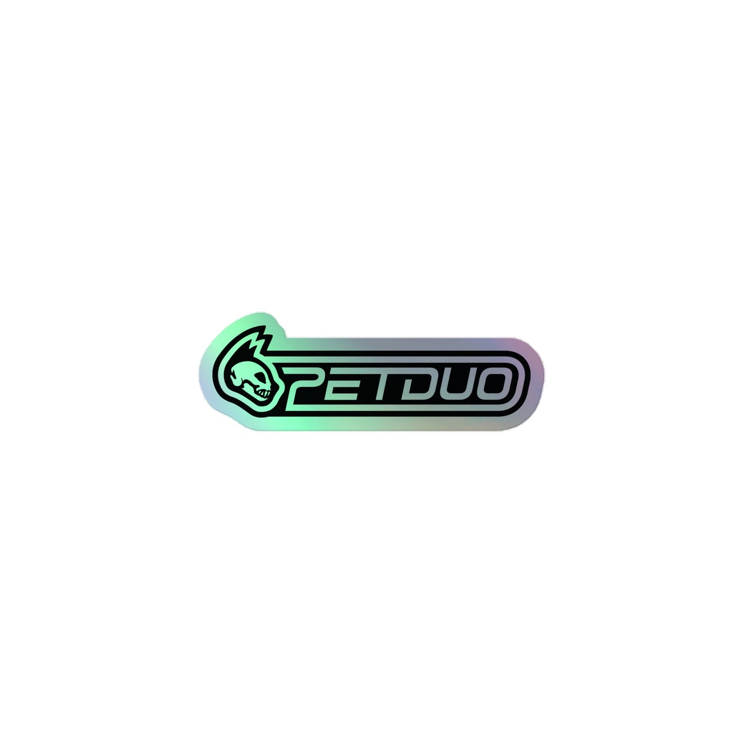 Holographic PETDUO logo on a white background