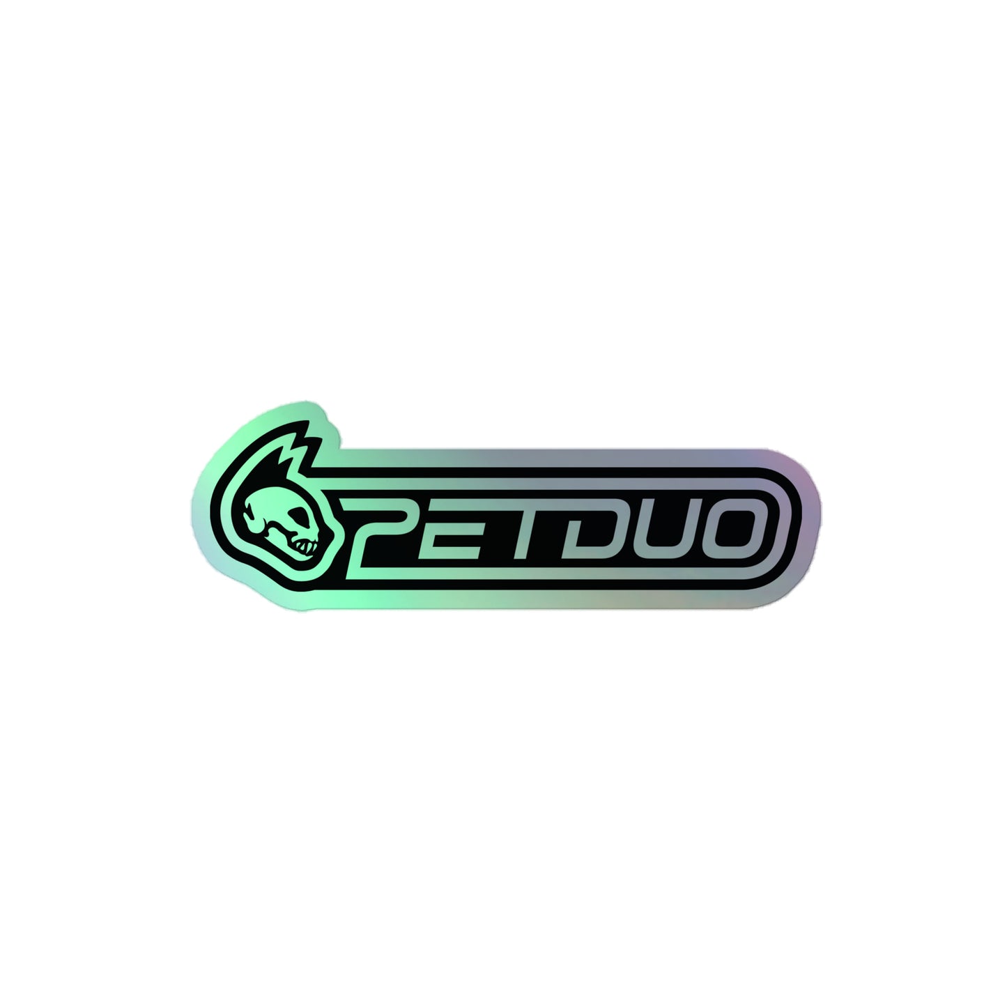 Holographic PETDUO logo on a white background