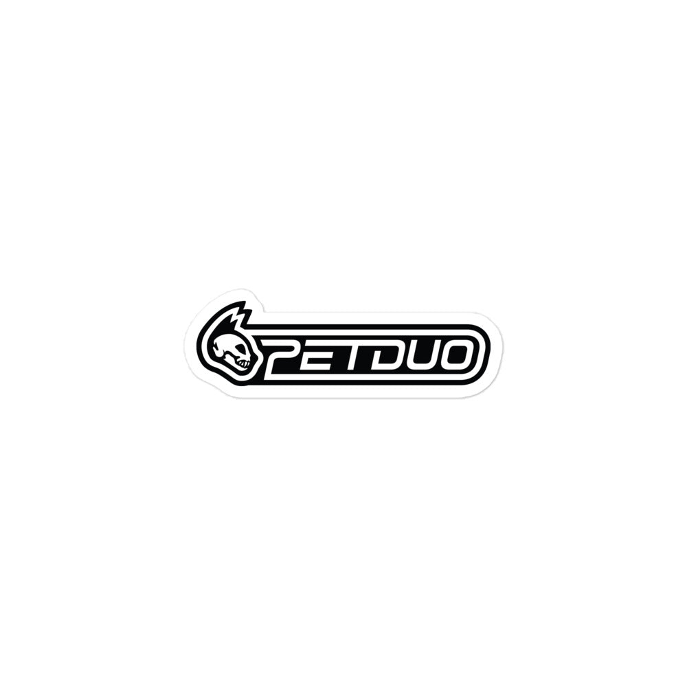 Black and white logo of 'PETDUO' on a white background