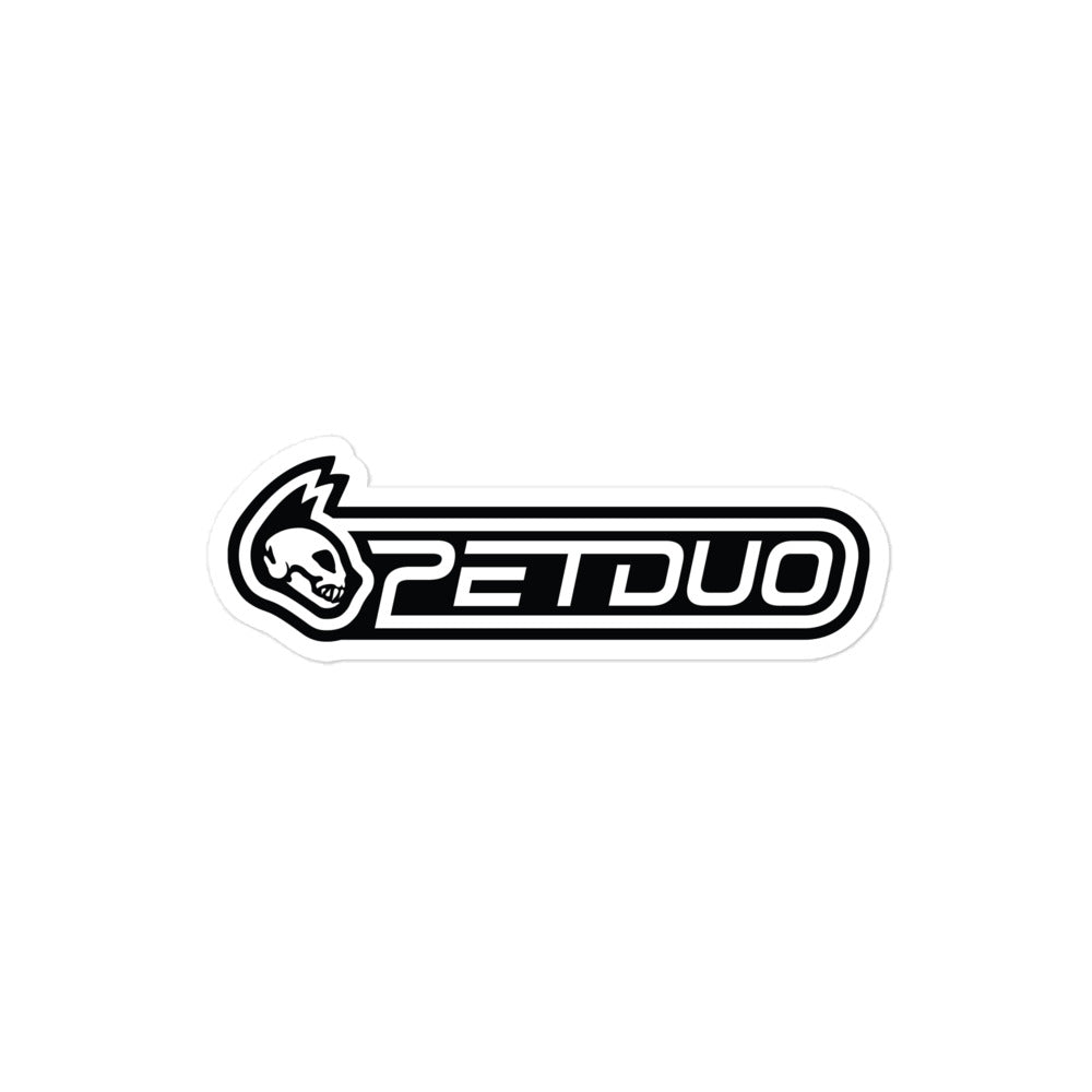 Black and white logo of 'PETDUO' on a white background