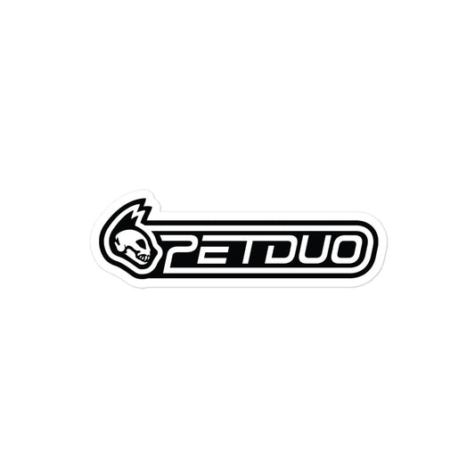 Black and white logo of 'PETDUO' on a white background