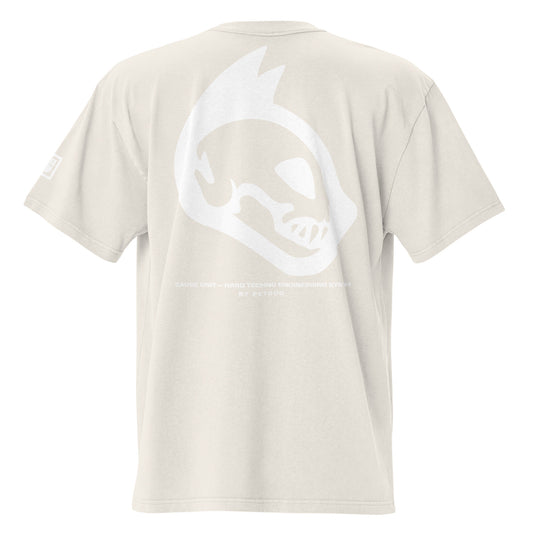 Faded Bone t-shirt with a white graphic on the back against a white background