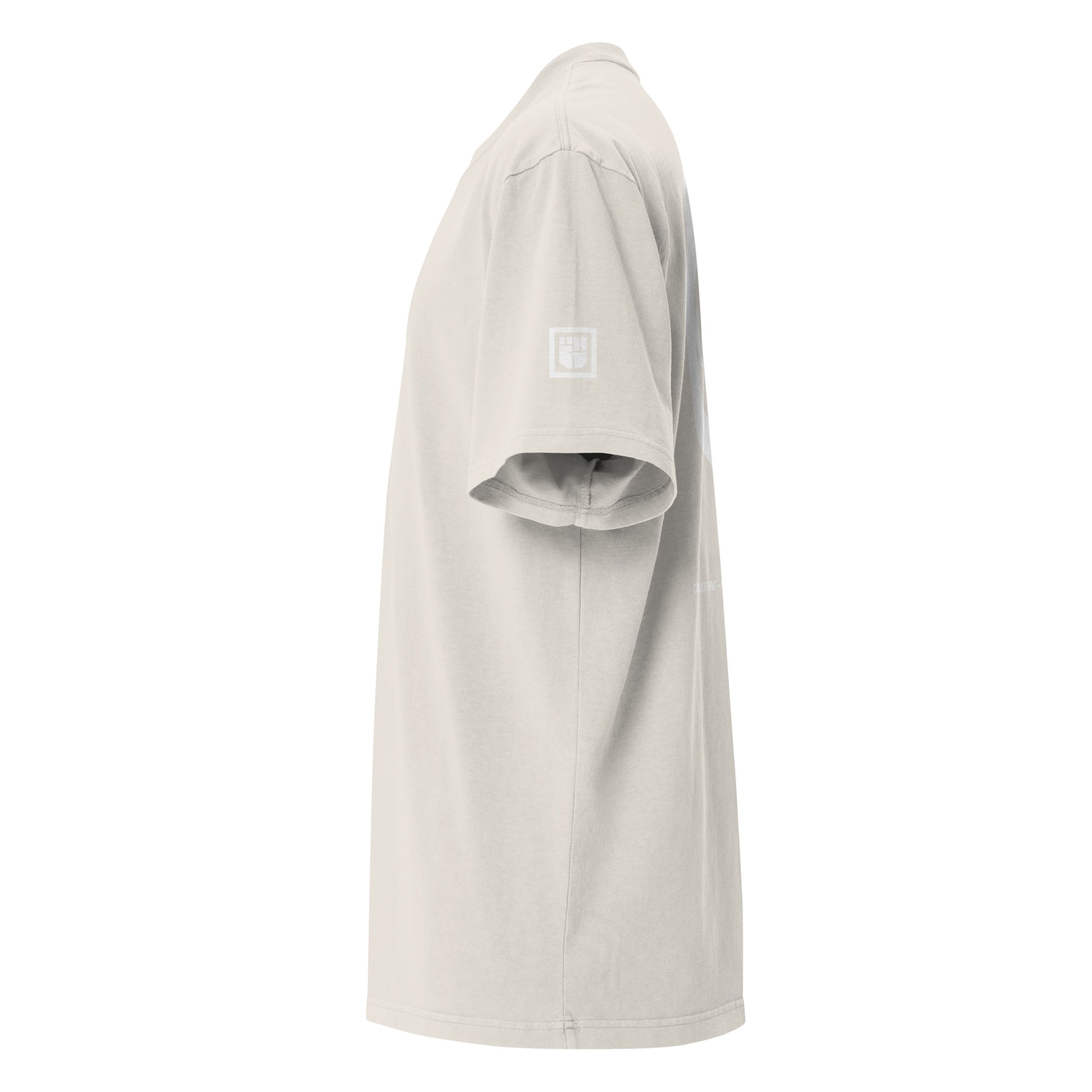 Faded Bone t-shirt with white logo garment on a white background