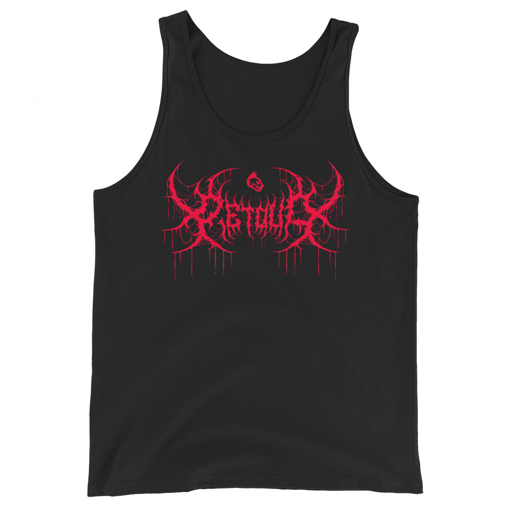 PETDUO Drip Tank Red Print black tank top front view