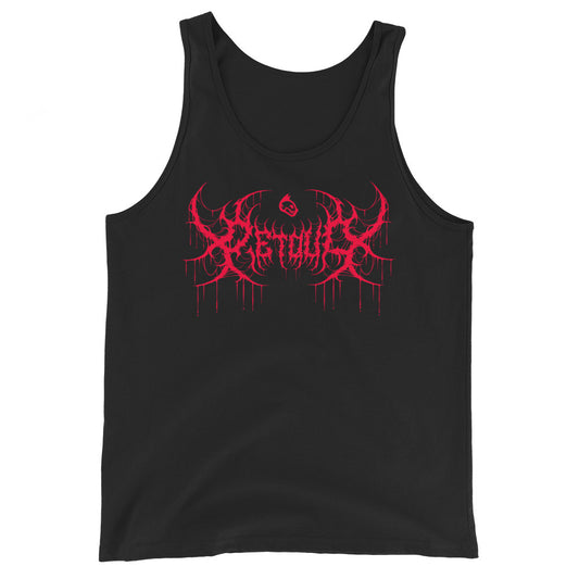 PETDUO Drip Tank Red Print black tank top front view