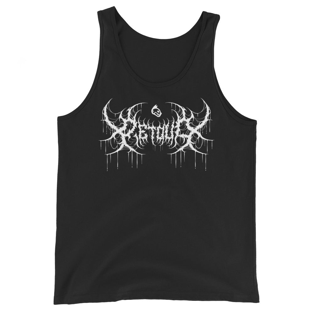 PETDUO Drip Tank White Print black tank top front view