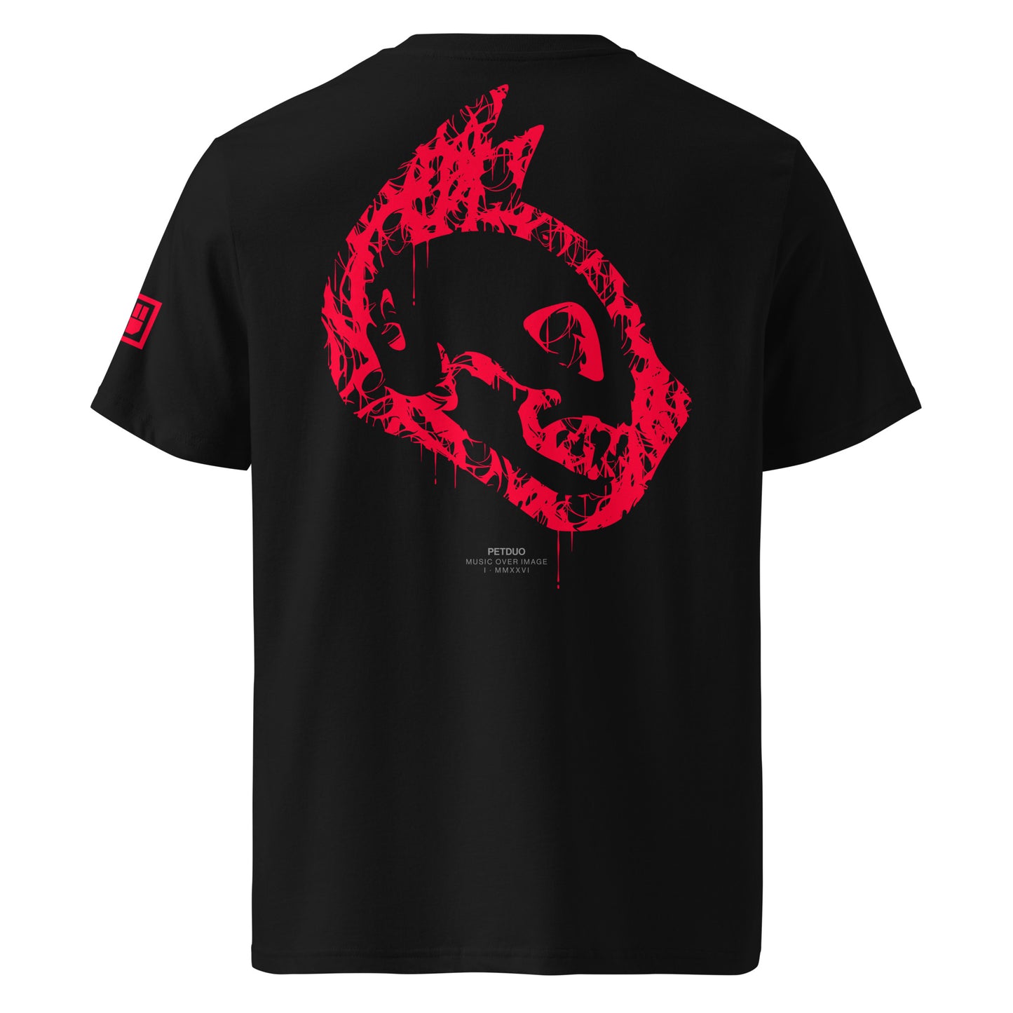 PETDUO Drip red logo tee printed on black - catskull