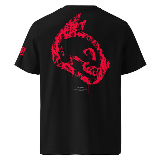 PETDUO Drip red logo tee printed on black - catskull
