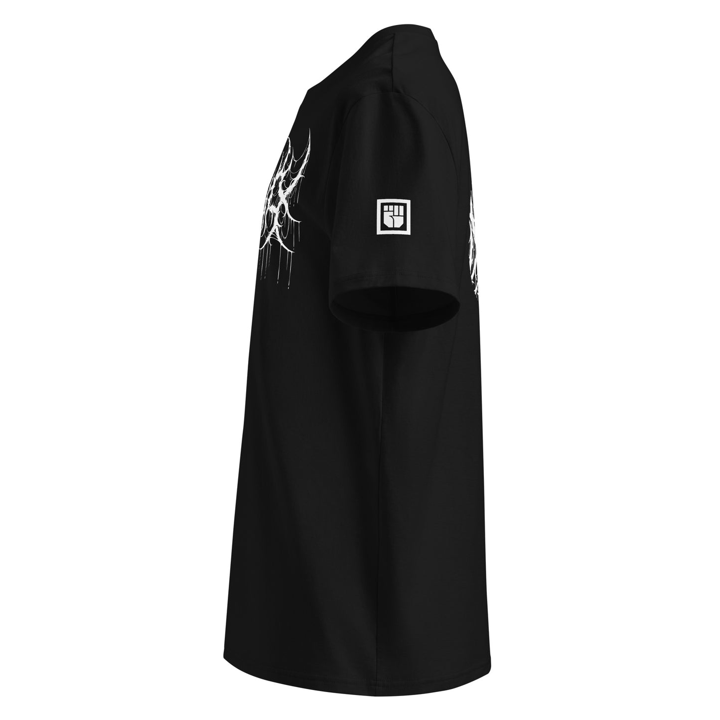 PETDuo Drip logo tee printed on black - leftsleve cause logo